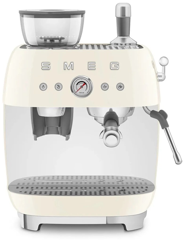 SMEG 50-es retro stílusú EGF03 karos kávéfőző kávédarálóval 2 csésze krém - Smeg
