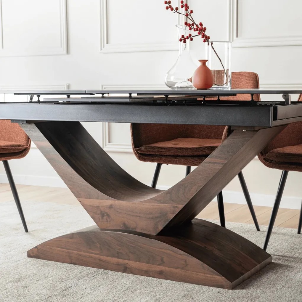 ALICANTE asztal 160–200 cm, fekete márvány / dió