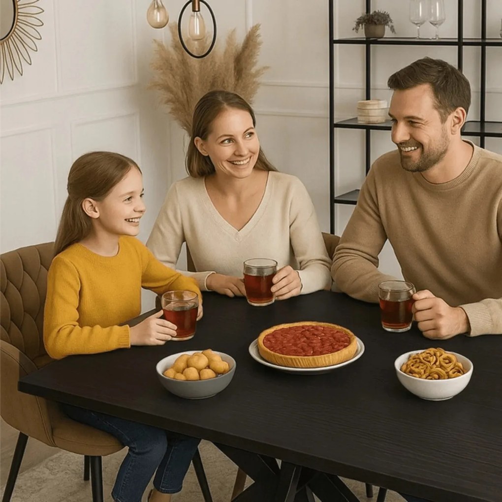 Étkezőasztal Fekete Színben. BRUNO 160-240 cm