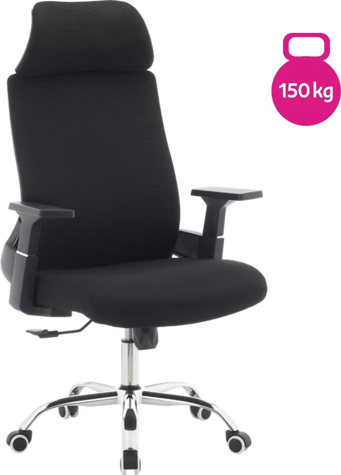 Irodai szék, fekete/króm, teherbírás 150 kg, HOLGER
