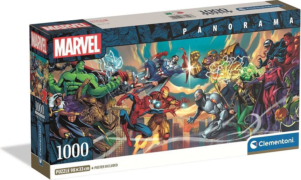 Bosszúállók VS Villains 1000 db-os panoráma Compact puzzle Clementoni