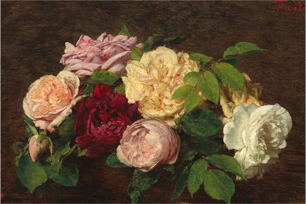 Kép - Henri Fantin-Latour, Roses de Nice on a Table, reprodukciók (90x60 cm)