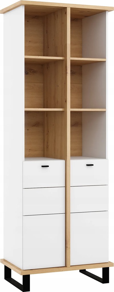 Könyvespolc szekrény Cross CRO-15 tölgy artisan matt fehér