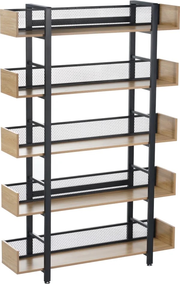 5 polcos polcállvány, tölgy/fekete, KILIS NEW TYP 2