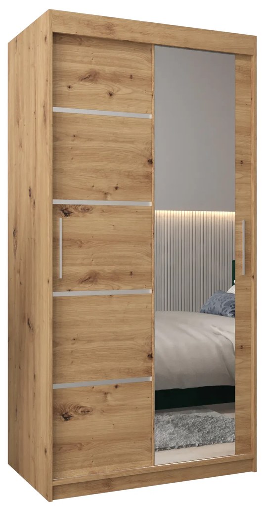 Ruhásszekrény 120 cm tükörrel Verika 2 120 (artisan tölgy). 1063768