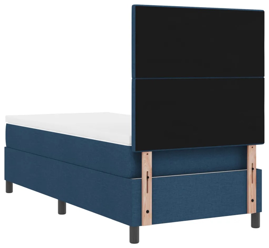 Box Spring Ágy Matraccal Kék Egyszemélyes Szövet