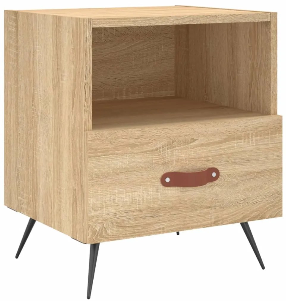 2 db sonoma tölgy színű szerelt fa éjjeliszekrény 40x35x47,5 cm