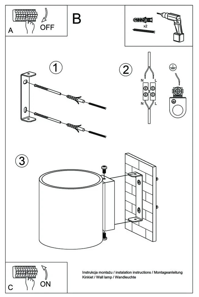 Roda beton falilámpa - Sollux