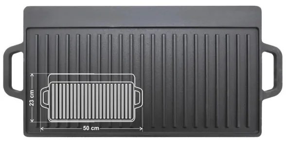 Kétoldalas grilllap 50x23 cm