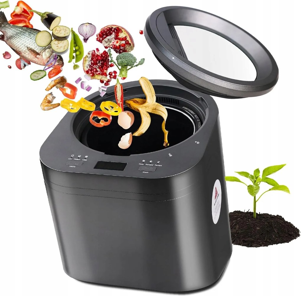 Nessgraim elektromos konyhai komposztáló 500W szénszűrővel szürke