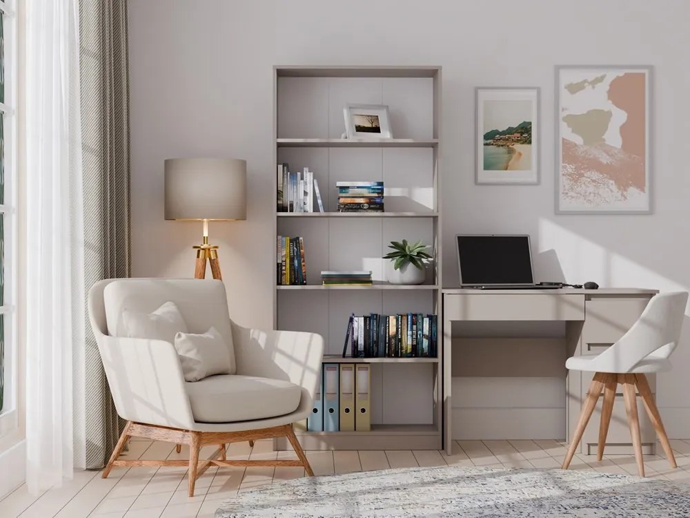 R80 polcos szekrény, könyvtartó, 80x182x30 cm, agyag színű