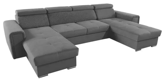 Ággyá nyitható ülőgarnitúra SALVADA, univerzális U-formájú sarokkal és tárolóhellyel, sötétszürke