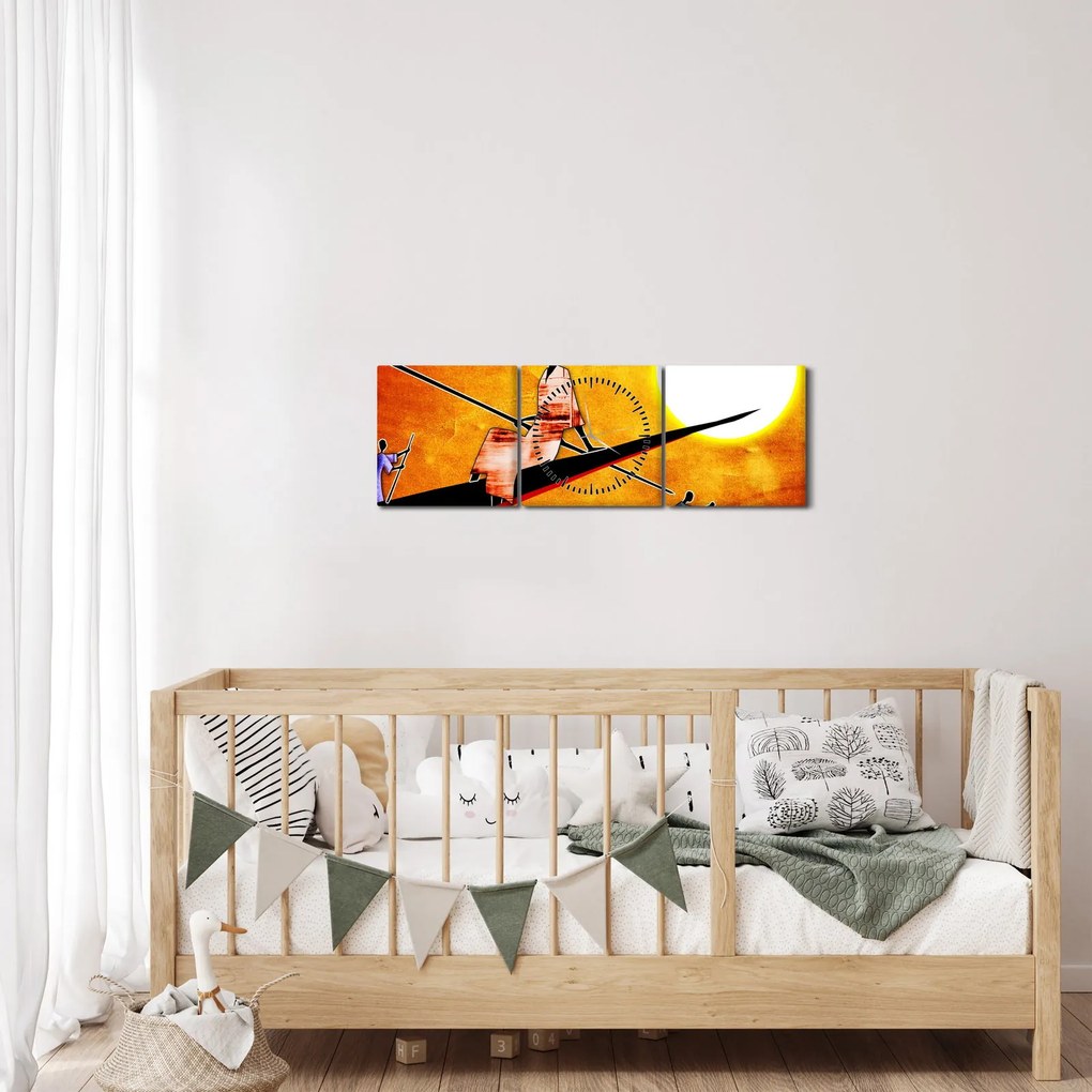 Egy korabeli ősi festmény képe (órával) (90x30 cm)