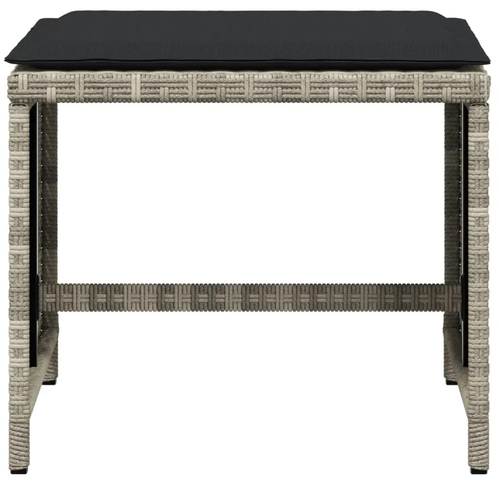 4db világosszürke polyrattan kerti szék párnával 41 x 41 x 36cm