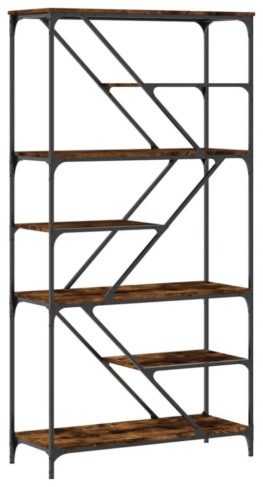 füstös tölgy szerelt fa és acél könyvespolc 91x36x176 cm