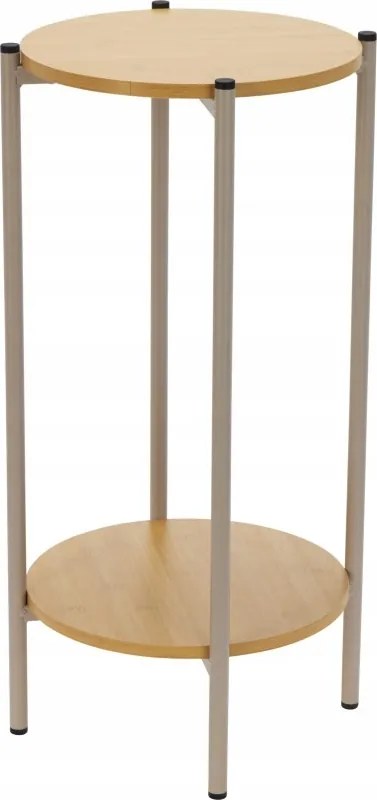 Kerek tetőtéri kiegészítő asztal 31×61 cm natúr fa és fém