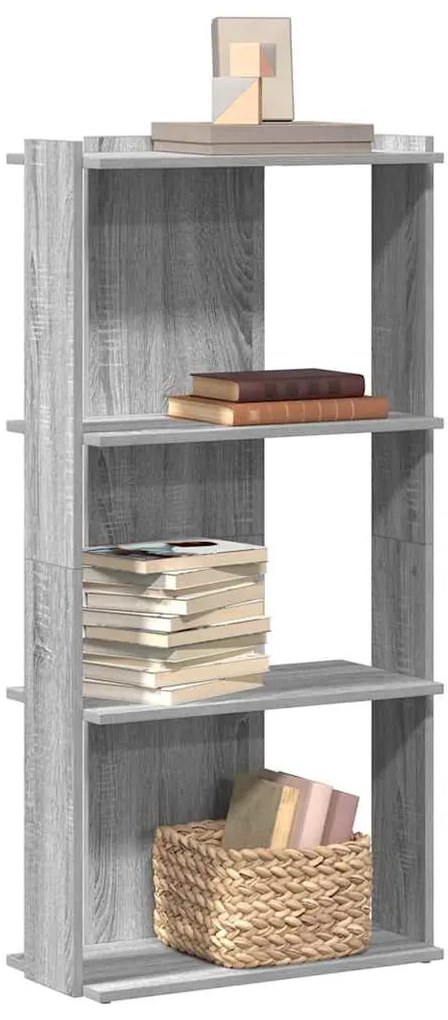 3 szintes szürke sonoma szerelt fa könyvespolc 60 x 30 x 120 cm