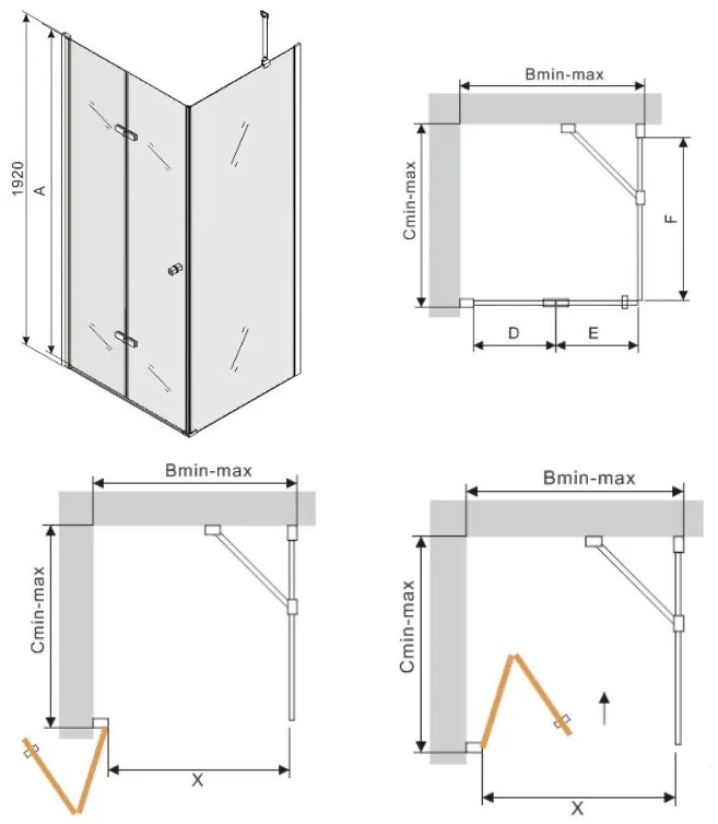 Mexen Lima zuhanykabin 60x110cm, 6mm üveg, króm profil-átlátszó üveg, 856-060-110-01-00