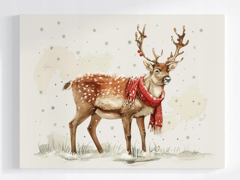 Vászonkép Canvas Szarvas Hó Skandináv Stílus Dekoráció 80x60