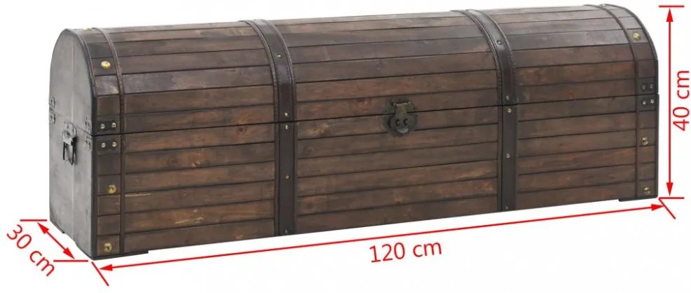vintage stílusú tömör fa tárolóláda 120 x 30 x 40 cm