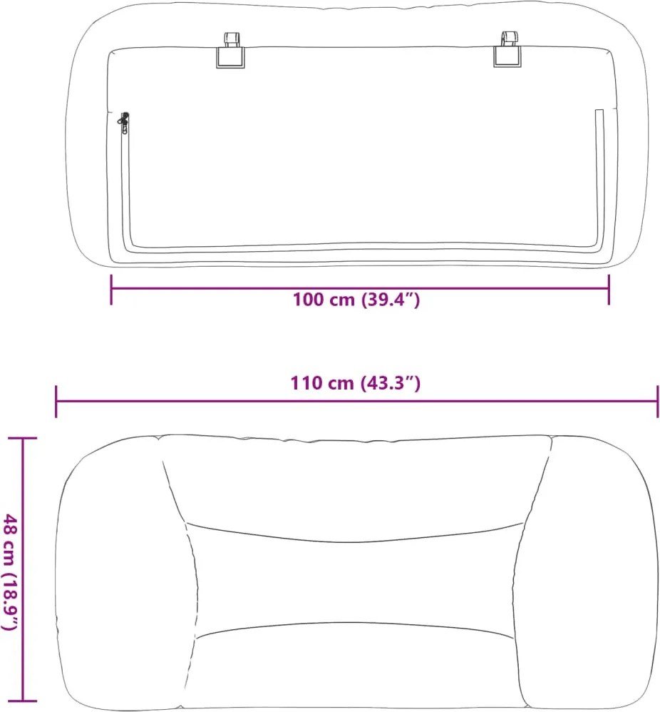 fekete műbőr fejtámla párna Hvar 100 cm