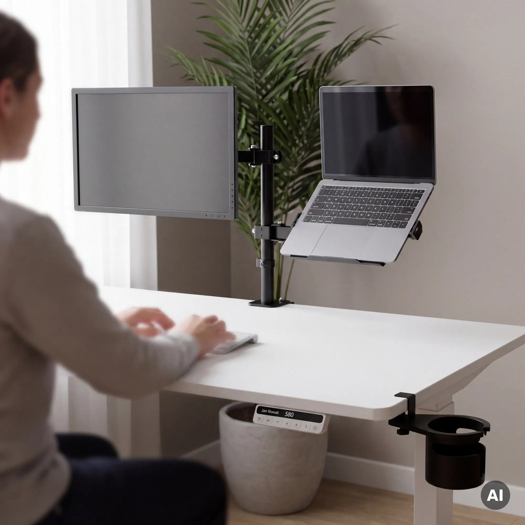 Monitor- és laptopállvány 2 az 1-ben fekete: MARK