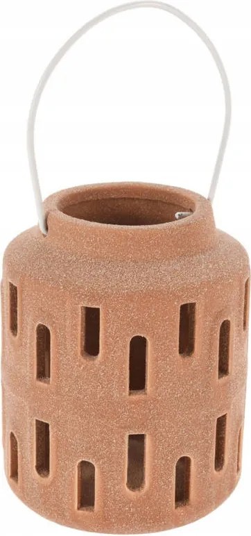 Kerámia Gyertya Lampion Fém Terrakotta Tartóval 10 x 13 cm