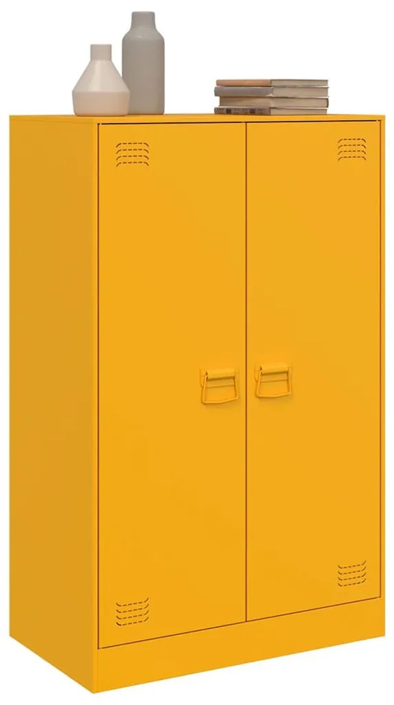 vidaXL mustársárga acél tálalószekrény 67 x 39 x 107 cm