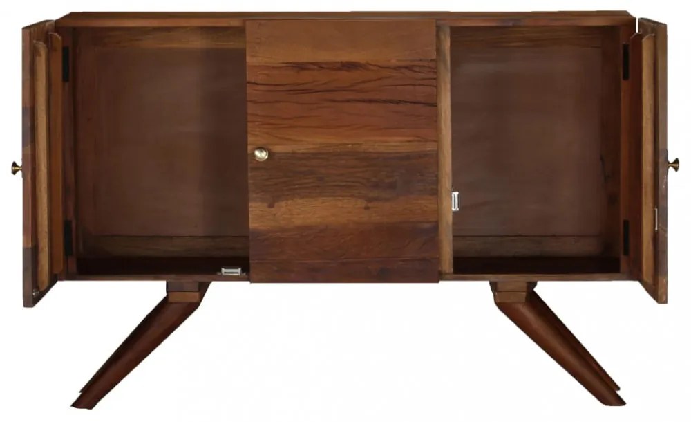 barna tömör újrahasznosított fa tálalószekrény 110 x 30 x 75 cm