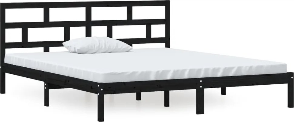 vidaXL fekete tömör fa ágykeret 135 x 190 cm (Double)