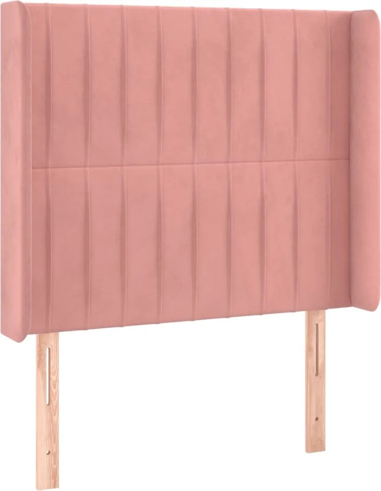 vidaXL rózsaszín bársony fejtámla szárnyakkal 93x16x118/128 cm