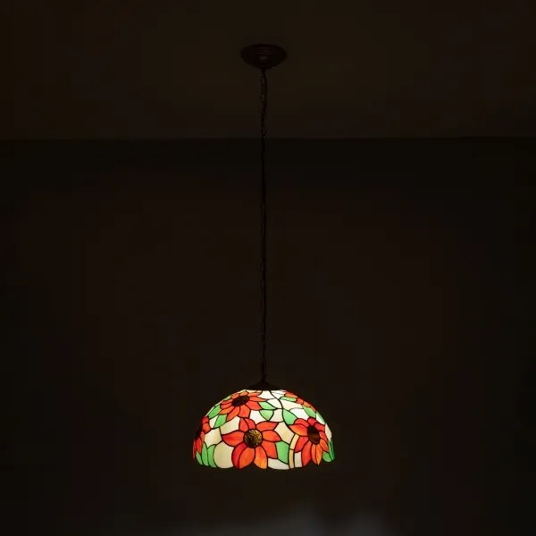 Brilagi - Tiffany vitrázs láncos csillár SUNFLOWER 1x E27/60W/230V Ø 40 cm