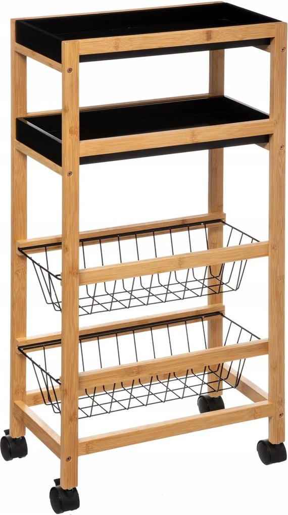 Konyhai Babakocsi 2 kosár 2 kivehető Bambusz tálca