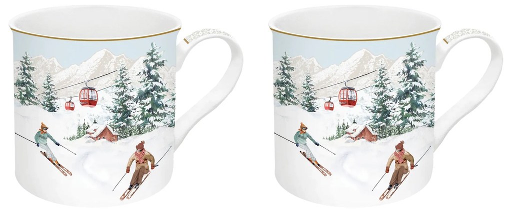 Karácsonyi porcelán bögre 2 db szett díszdobozban Chalet