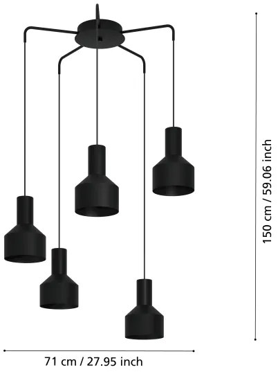 Eglo 99553 - Csillár zsinóron CASIBARE 5xE27/40W/230V