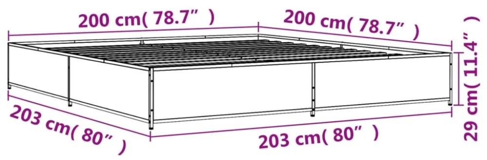 fekete szerelt fa és fém ágykeret 200 x 200 cm