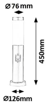 Rabalux 8267 - Kültéri lámpa érzékelővel INOX TORCH 1xE27/25W/230V IP44