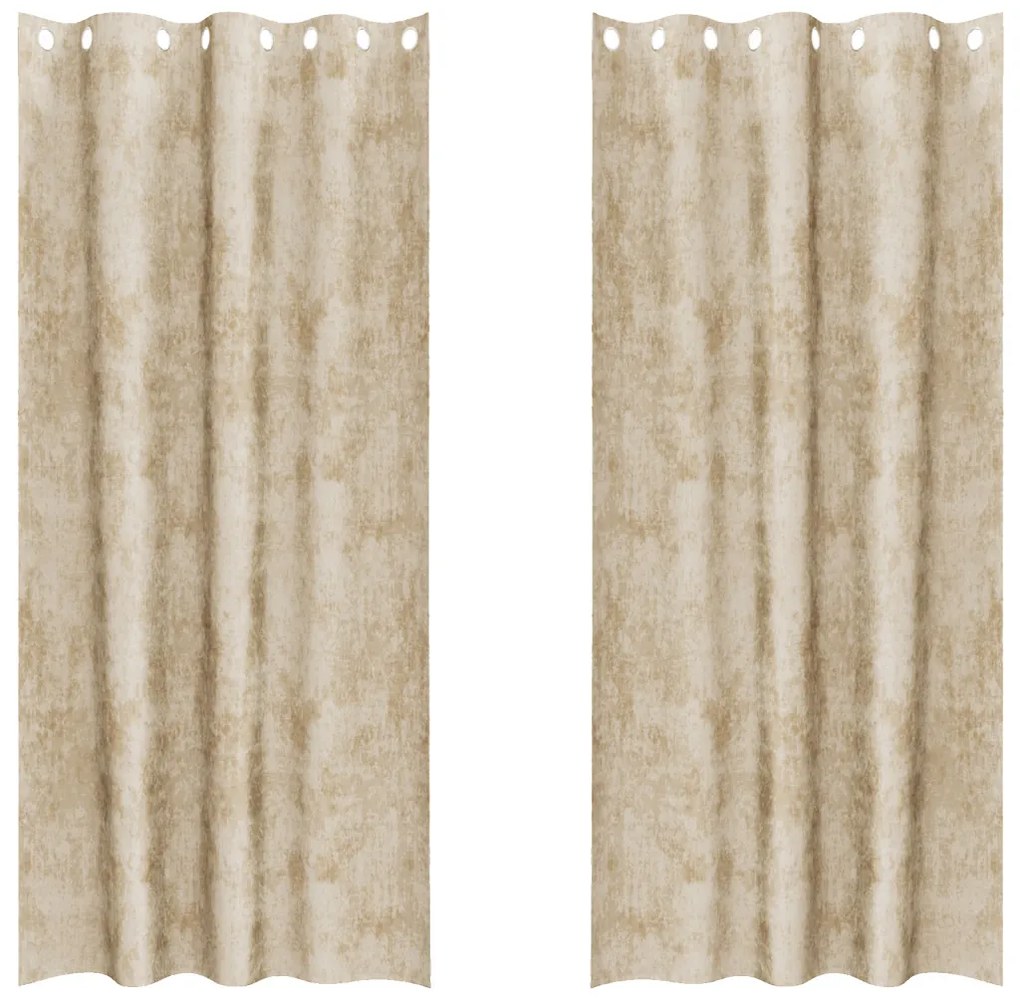 Bársonyfüggöny 2 db Szemfüggöny Krém 245x140 cm