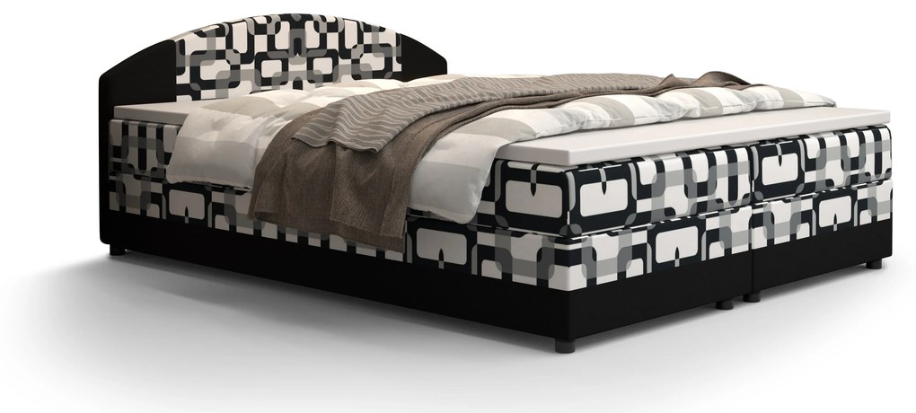 Franciaágy  Boxspring 180 cm Orlando Comfort (minta + sötétbarna) (matraccal és tárolóhellyel). 1056263