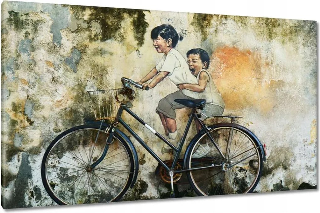 Vászonkép 120x70 Banksy Gyerekek Kerékpár