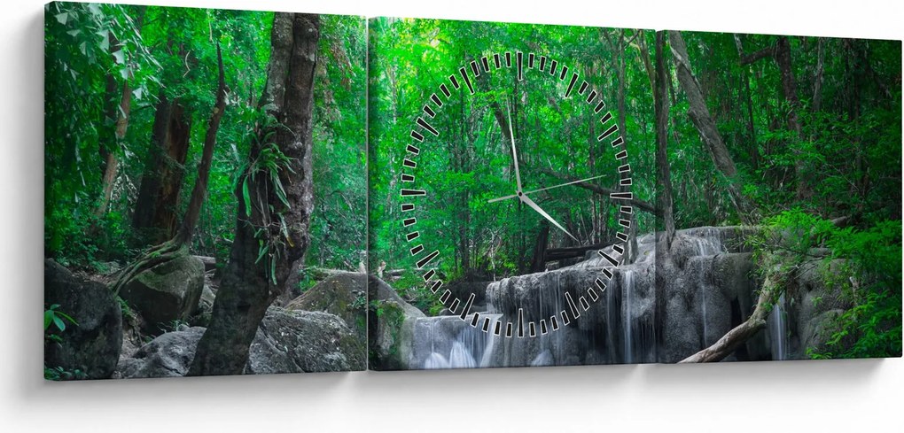 Kép - Erawan vízesés, Kanchanaburi, Thaiföld (órával) (90x30 cm)