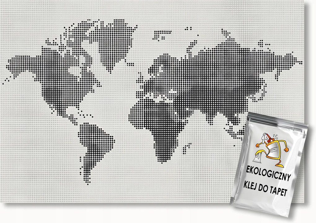 Fotótapéta Flizelina Térkép Világ Földrajz Pixel Raszter B&amp;w 300x210 ragasztó