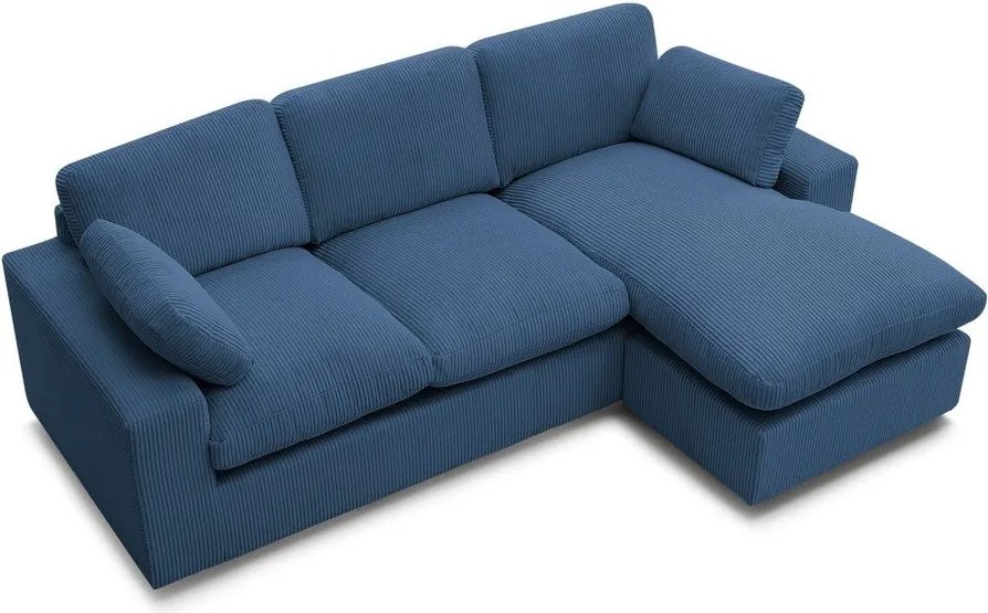 Kék kordbársony sarokkanapé Belair – Bobochic Paris