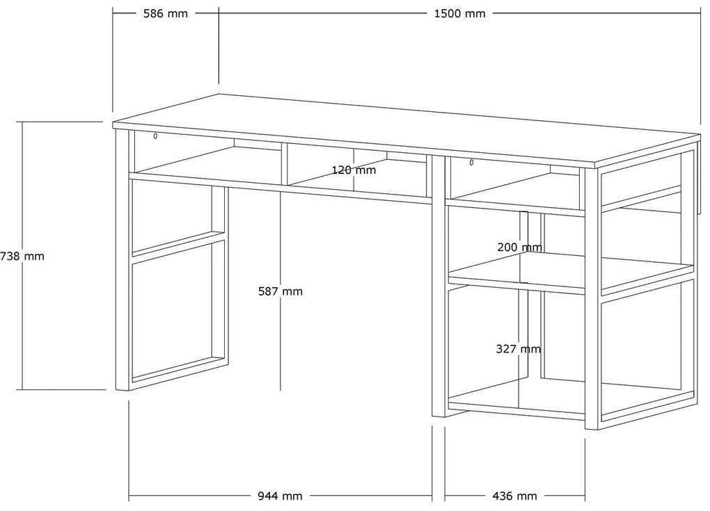 PC asztal Emo (fehér + arany). 1089352