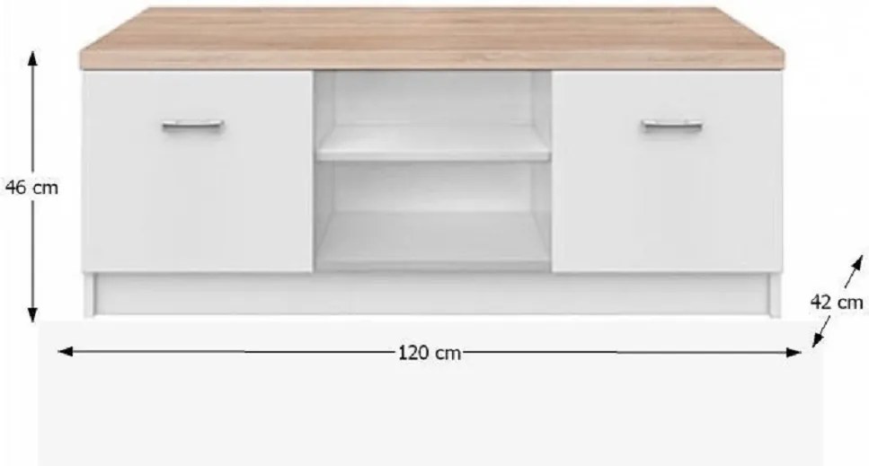 RTV asztal 2d, DTD laminált, fehér/tölgy sonoma, TOPTY TYP 15