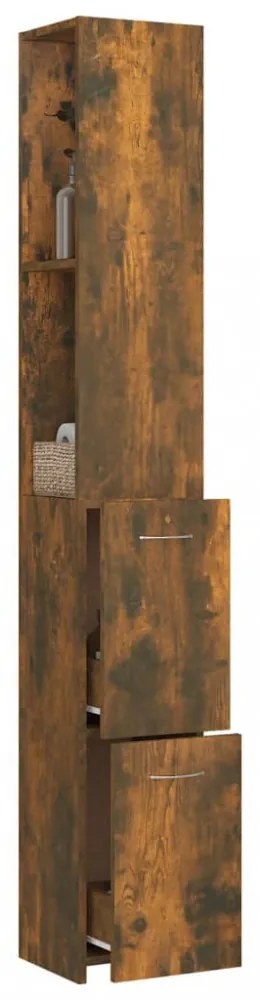 füstös tölgy színű szerelt fa fürdőszobaszekrény 25x26,5x170 cm