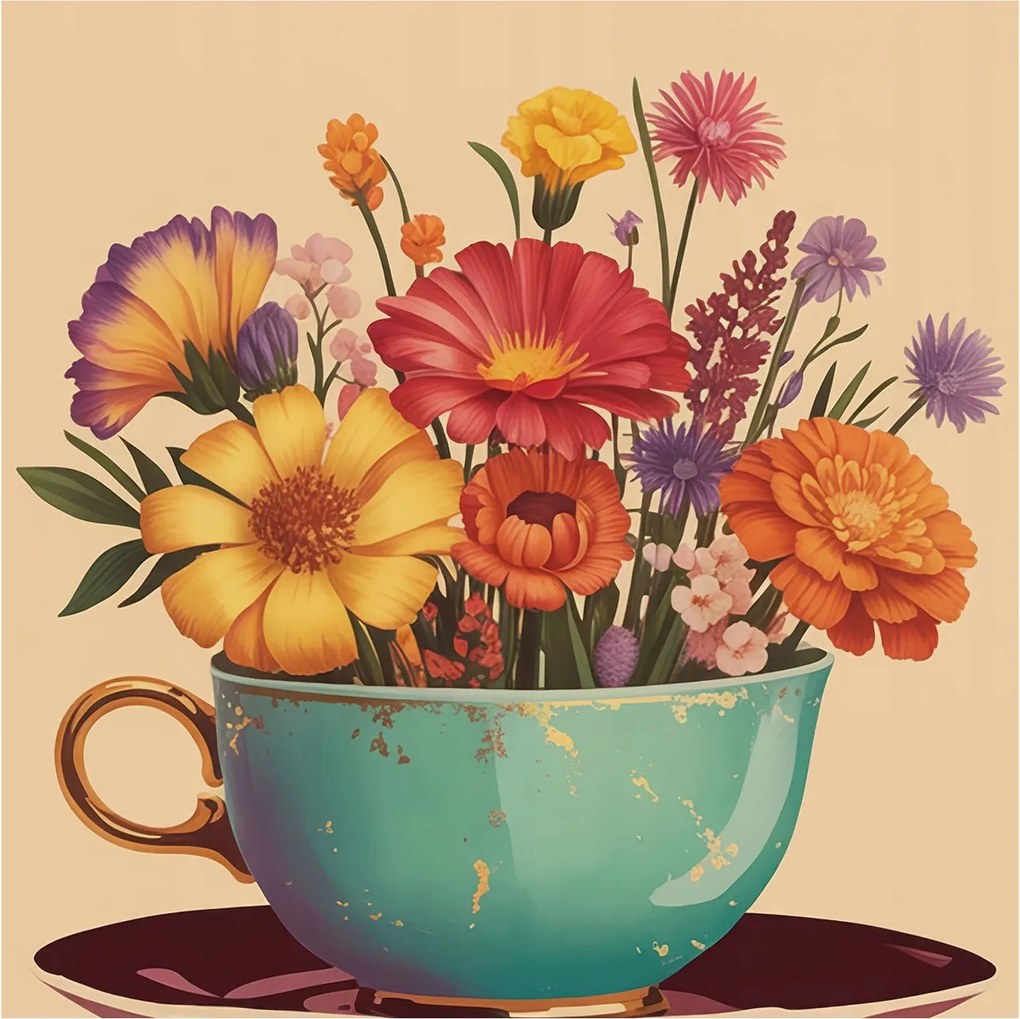 Dekoratív fotótapéta falra Könnyű összeszerelés Színes csokor 250x250 Ragasztó