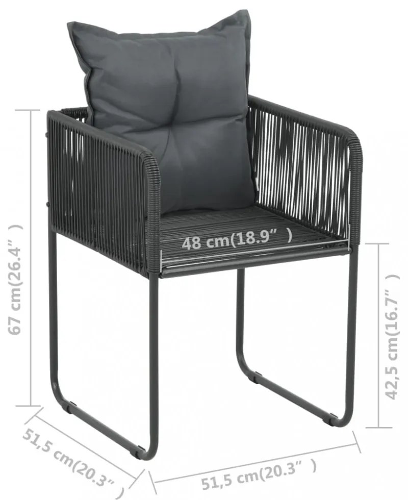 5 részes fekete PVC rattan kerti étkezőgarnitúra