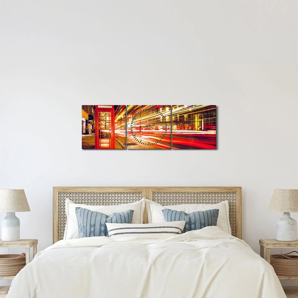 Piros londoni telefonfülke képe (órával) (90x30 cm)