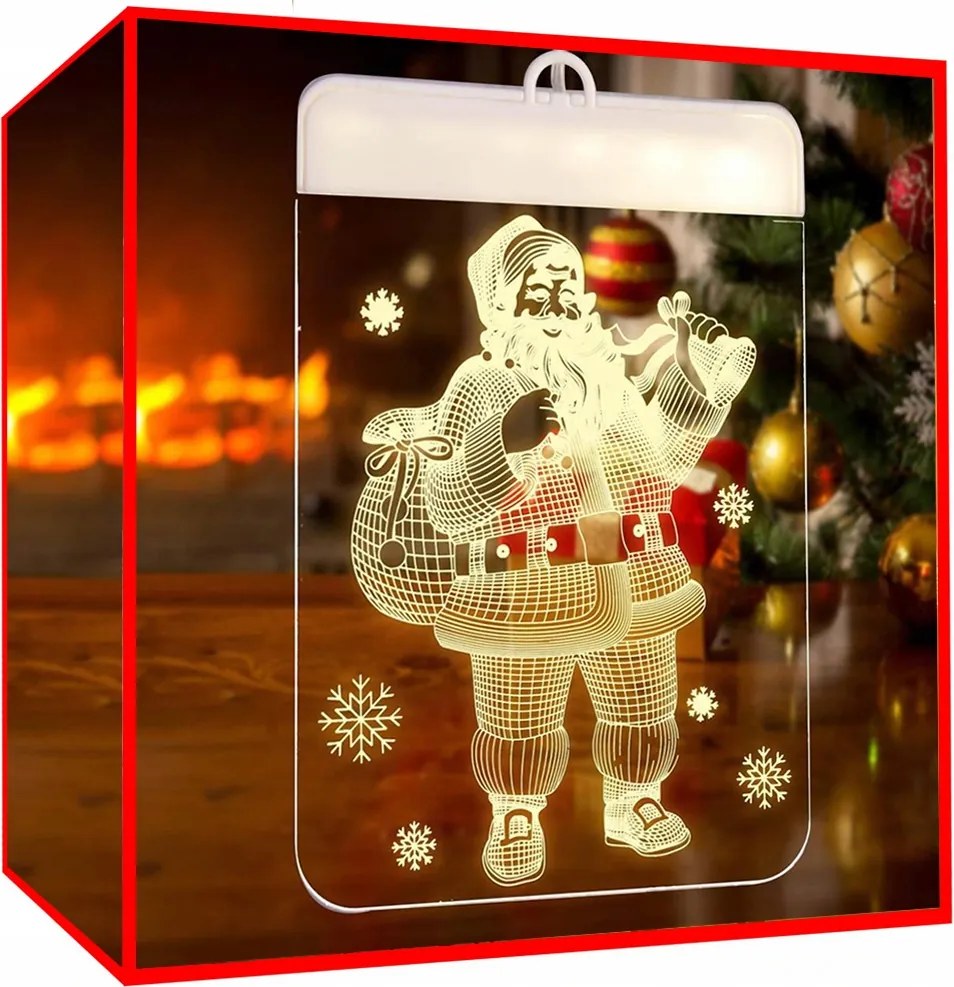 1Mcz 3D Led Mikulás karácsonyi fénydekoráció ablakba akasztható